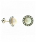 Pendientes Oro Blanco 18 Quilates con Perla y Circonitas