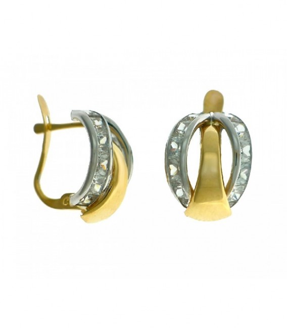 Pendientes Oro 18 Ktes Bicolor Circonitas