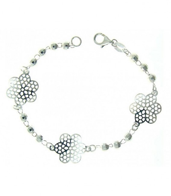 Pulsera Plata de Ley Flores